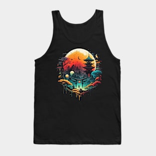 Japanese Temple Tokyo  Asian Inspired Retro Japan Tank Top